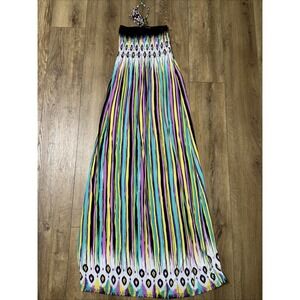 Just love Multicolor tube dress size medium with tie around neck